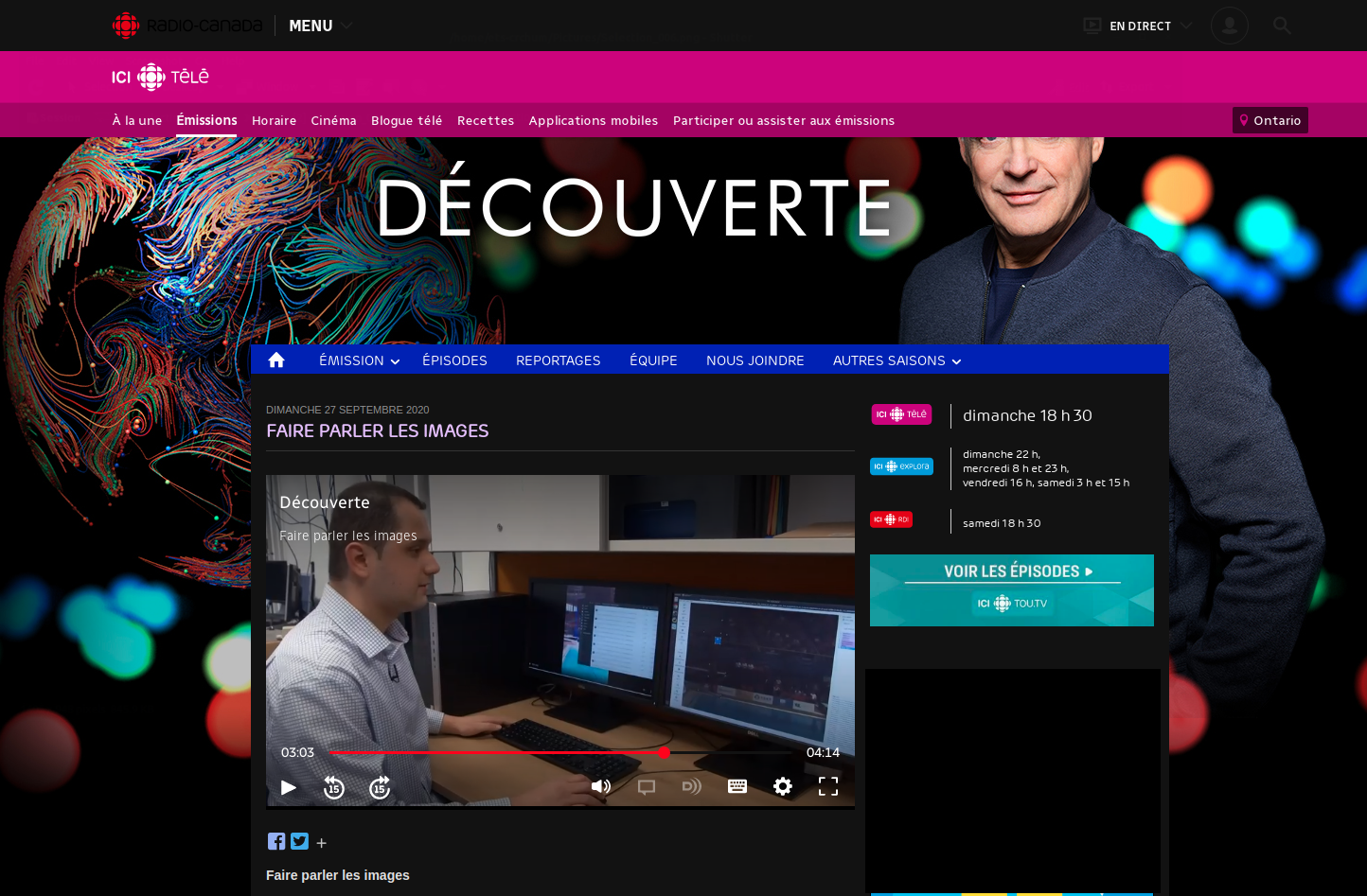 Ramon Figueiredo's Ph.D. project at Decouverte (Television series) ICI.Radio-Canada.ca Sunday, September 27, 2020