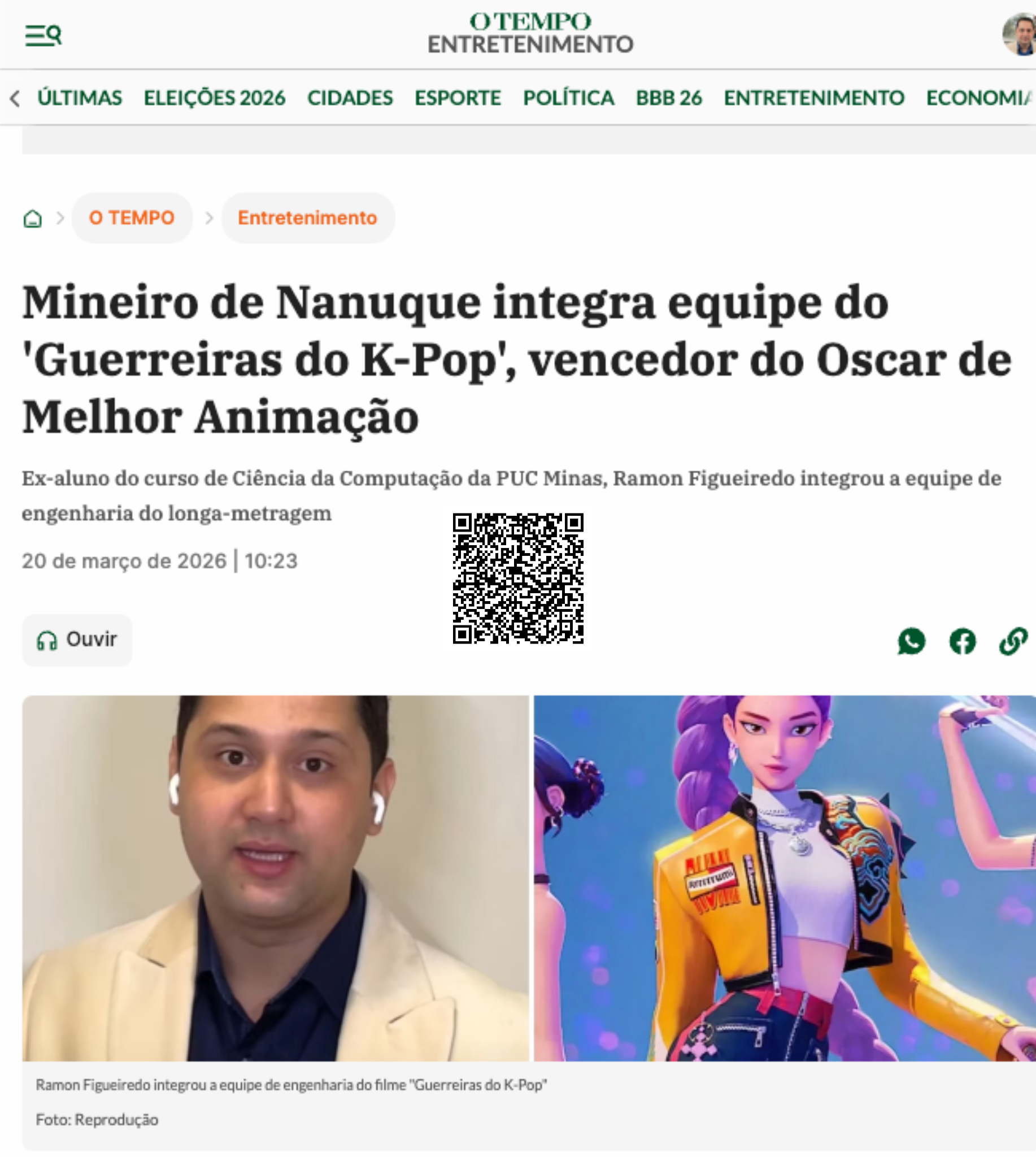 Ramon Figueiredo - Mineiro de Nanuque integra equipe do Guerreiras do K-Pop - O Tempo - March 2026