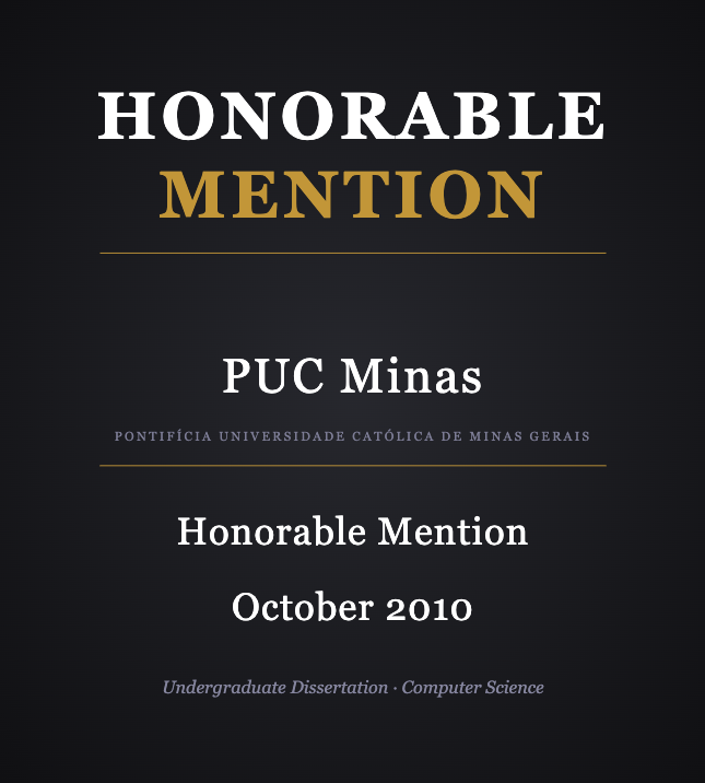Ramon Figueiredo - Honorable Mention for Undergraduate Dissertation - PUC Minas - 2010